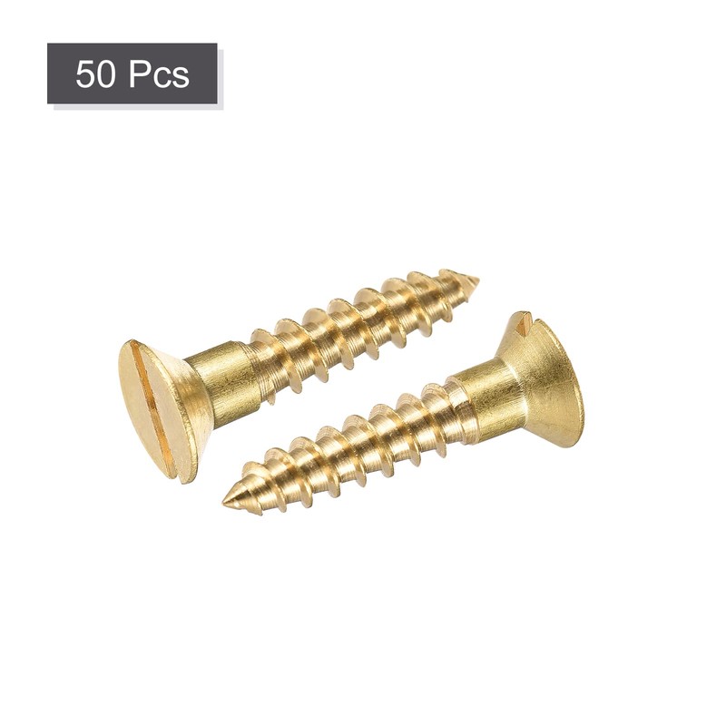 sourcing map Wood Screws M4 x 20mm Slotted Flat Head