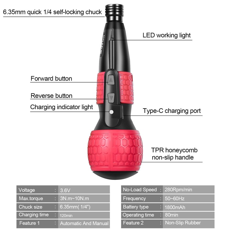 3.6V Cordless Electric Screwdriver, 1pc Magnetic Dual-Head Rust-Proof Electroplated Pearl