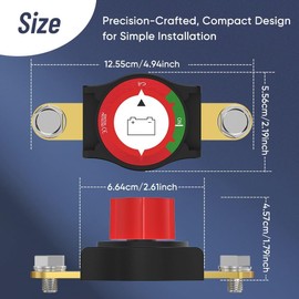 Side Post Battery Disconnect Switch, MecRecare Battery Cut Off Switch 12V-48V Heavy Duty Battery Shut Off On/Off for Car RV Boat and Vehicle