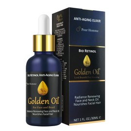 Anti-Aging Bio Retinol Elixir for Men – Bakuchiol, Niacinamide & Frankincense Oil Helps Reduce Wrinkles, Fine Lines, Crow’s Feet & Soothes Delicate Skin. Nourishes the Beard & Skin - 1.0 Fl Oz