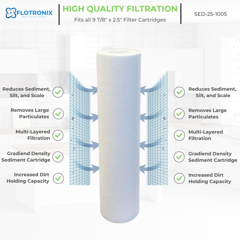 Flotronix Compatible to EQ-304 Replacment 2.5x10 Sediment Pre-Filters for Whole