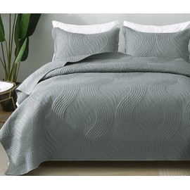 SUNCHIEF Quilt King Size Bedspreads Gray Quilt Bedding Quilts and Coverlet with Lightweight for All Season 3 Piece (1 Quilt, 2 Pillow Shams)