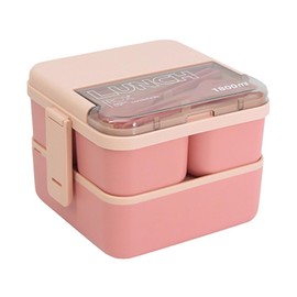 ISAKEN Brotdose für Kinder Erwachsene, 3 In 1 Doppel Bento Box mit 4 Fächern, Auslaufsicher Lunchbox Vesperdose Frühstücksbox für Schule Arbeit Picknick Reisen, Mikrowellengeeignet & Spülmaschinenfest