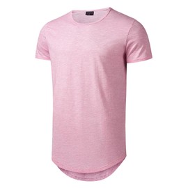 LETAOTAO Mens Tall Shirts Hipster Fashion Gym Muscle Tshirts Scallop Longline Extra Long Tee for Men