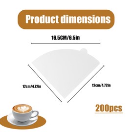 Pack of 200 Coffee Filters Size 2, V-Shaped Coffee Filter Paper Filter, Unbleached Coffee Filter Paper, 02 Coffee Cone Filter Paper for Coffee Drip Cones Coffee Machines (White, 2-4 Cups)