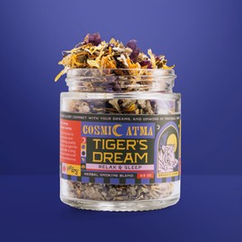 Cosmic Atma Herbal Smoking Blend – Tiger's Dream for Relax & Sleep | Herbal Tea Loose Leaf & Smokable Herbs – 14gm/0.5oz