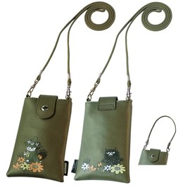 MOOMIN Vertical Shoulder Pouch, Smartphone Pouch, Snuffskin, Khaki