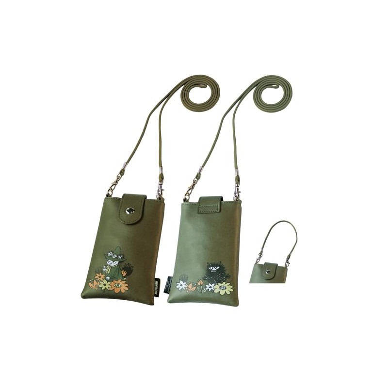 MOOMIN Vertical Shoulder Pouch, Smartphone Pouch, Snuffskin, Khaki