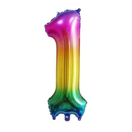 40 Inch Number Balloons Giant Number Aluminium Foil Helium Balloons for Birthday Party Celebration Decoration New Year Baby Shower Anniversary (Rainbow, 1)