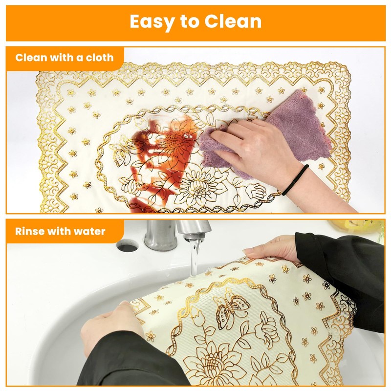 SNAIL GARDEN Placemats&Coaster Set of 12,Rectangular Table Mats Set,Washable Round