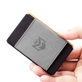 VBAX Minimalist Slim Elastic Wallet - Small Front Pocket Credit Card Holder for Men & Women Holds Up to 12 Card & Cash, Grey