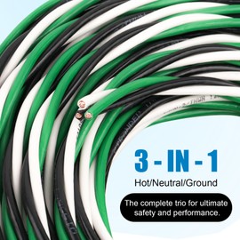 12 AWG THHN Wire 3-Conductor (Black/White/Green) – Stranded Copper, THHN/THWN-2 Rated 600V, Nylon Jacket for Indoor/Outdoor, Residential, Commercial & Industrial Wiring (25 FT)