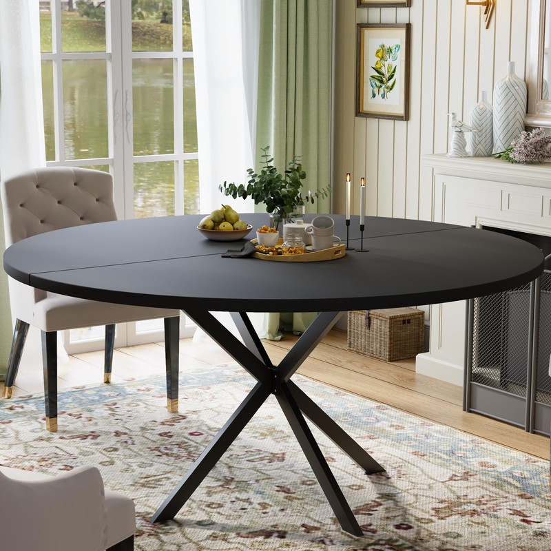 47.24" Round Dining Table, Modern Dining Room Table for 4-6