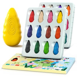 TinyGeeks 24 Water Drop Crayons + Non Toxic Crayons for Toddlers 1-3 | Washable for Kids Ages 4-8 | Easy To Hold | For Toddlers 2-4 Years | Ergonomic Shape