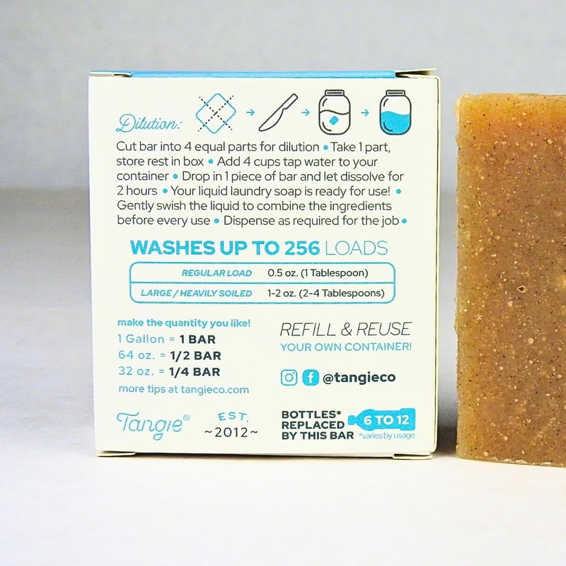 Tangie Laundry Concentrate Bar – Fragrance Free, Dye Free, Safe