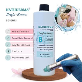 Hydrodermabrasion Solutions Set | Brightening Rejuvenating Serum for Hydro Dermabrasion Machine and Oxygen Facial, Bright-Renew of 16oz | and Super Vitamin C Serum of 1oz by Natuderma