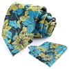 Alizeal Mens 3.35inches Large Floral Pattern Necktie and Printed Pocket