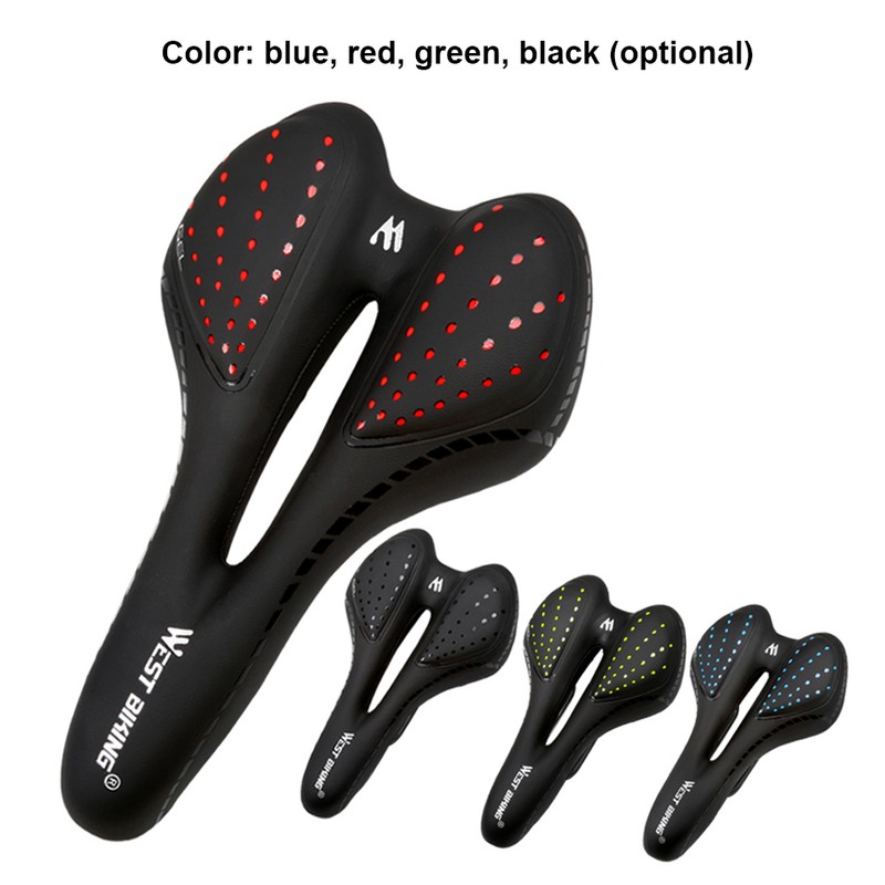 Bicycle Saddle Breathable PU Leather Hollow Cushion Comfortable Road Bike