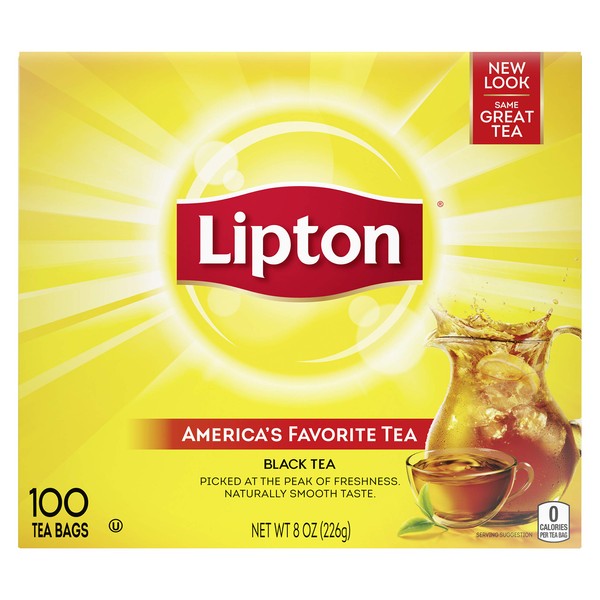 Lipton Black Tea Bags, 100% Natural Tea, 100 count , Pack of 4