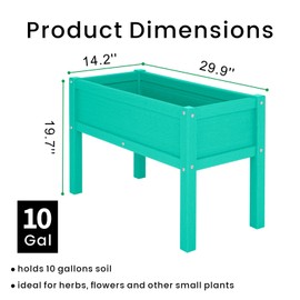 BIVODA Small HDPE Raised Garden Bed, Elevated Planter Box with Legs, Weather-Resistant Outdoor Garden Box for Seeds, Herbs, Flowers, Vegetables(Aruba)
