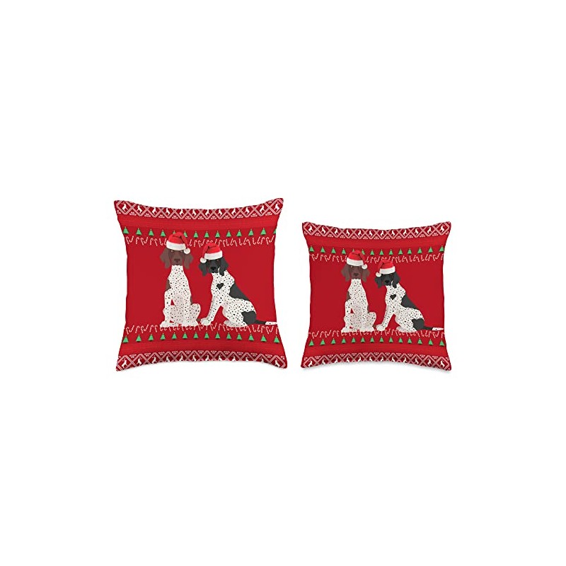 German Shorthaired Pointer Christmas GSP Ugly Holiday Throw Pillow