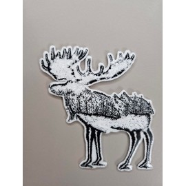 4" Embroidered Moose Iron On Patch | Decorative Landscape Nature Aesthetic Trees Mountains Applique Iron On/Sew On Patches for Clothing, Hats, Clothes, Backpacks, Holes, Jackets