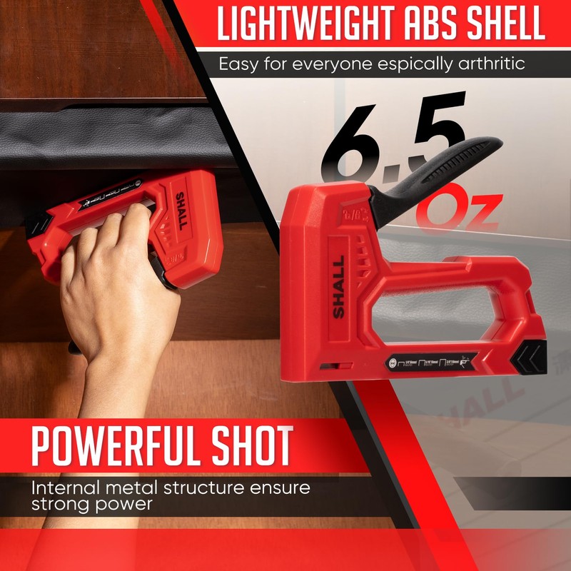 SHALL Light Duty Staple Gun for Wood - Red Upholstery
