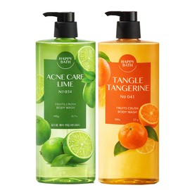 Happy Bath [Expiration Date Approaching] Happy Bath Fruits Crush Body Wash Lime + Tangerine - TC, 2 pcs, 900g / [유통기한임박] 해피바스 프루츠크러쉬 바디워시 라임+텐져린 - T.C, 2개, 900g