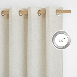 NICETOWN Textured Linen Sheer 108 inch Curtains for Living Room, Grommet Privacy Translucent with Light Filter Thick Flax Sheer Drapes for Bedroom, Natural, W55 x L108, 2 Panels