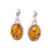 Sterling Silver Baltic Honey Oval Amber Earrings