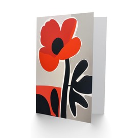 Artery8 Greeting Card Single Poppy Flower Boho Graphic Design Blank For Him Or Her Art Birthday Card