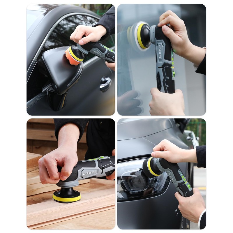 WORKPRO Cordless Mini Buffer Polisher, 12V Buffer Polisher for Car