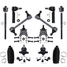 Detroit Axle - Front 12pc Suspension Kit for 2004-2005 Chevy Colorado GMC Canyon, 2006 Isuzu i-350, 4 Ball Joints 4 Tie Rods 2 Sway Bars 2 Boots Replacement