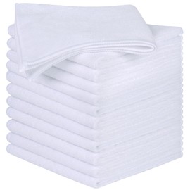 SINLAND Microfiber Cleaning Cloth Dish Cloth Kitchen No Streak Absorbent Dish Rags Lens Cloths 12Inchx12Inch 12 Pack White