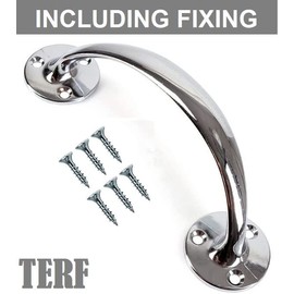 TERF® Heavy Duty Vintage Style Bow Door Pull Handle Chrome 150mm (6 inch) Including Fixing Screw for Kitchen Cupboard Cabinet Drawer Door Pull Handle - Pack of 1