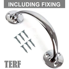 TERF® Heavy Duty Vintage Style Bow Door Pull Handle Chrome 150mm (6 inch) Including Fixing Screw for Kitchen Cupboard Cabinet Drawer Door Pull Handle - Pack of 1