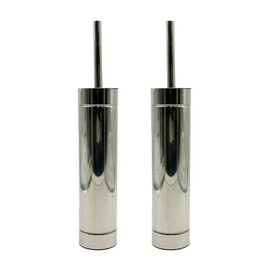 Toilet Bowl Cleaning Brush and Holder with Lid, Slim Design, 304 Stainless-Steel, Fingerprint-Proof, Rust Resistant, Heavy-Weight Base (2 Pack, Chrome)