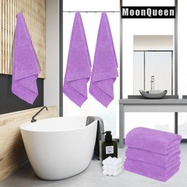 MOONQUEEN 2 Pack Premium Bath Towel Set - Quick Drying - Microfiber Coral Velvet Highly Absorbent Towels - Multipurpose Use as Bath Fitness, Bathroom, Shower, Sports, Yoga Towel (Purple)