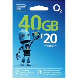O2 Sim Card Pay As You Go (PAYG) £25 Data Hungry Tariff