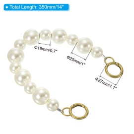 PATIKIL Imitation Pearl Bead Purse Chain Strap 14", Pearl Beaded Bag Chain Handbag Clutch Replacement for DIY Handbag Wallet Clutch Crafts Making, Gold