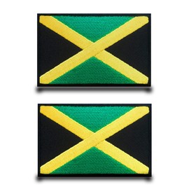 Tuyatezhi 2 Pcs Jamaica Flag Patches,Tactical Jamaican Patch Hook & Loop Flag Embroidered Military Hats Patches for Clothes,Jeans,Caps,Bags,Backpacks,Vests Uniforms