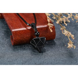 JOVIVI Black Obsidian Pyramid Crystal Protection Healing Stone Energy Generator Spiritual Pendant Necklace for Women Men,Natural Gemstone Amulet Reiki Jewellery Gifts
