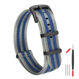 watchdives Nylon Watch Band 18mm 20mm 22mm Multicolor Replacement Watch Straps for Men Women (Gray Blue/Black, 22mm)