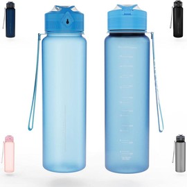 36 oz Sports Water bottle,BPA Free Drinks Water Bottles with Fruit Strainer,Leakproof Tritan BPA Free Non-Toxic Water Jug for Fitness,Gym,Sports,Outdoors,Cycling - Color: Blue