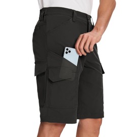 Moosehill Mens-Cargo-Hiking-Shorts Lightweight Water Resistant Quick Dry Relaxed Fit Big & Tall Stretch Waist with 8 Pockets(Black, 40)