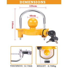 Turnart Trailer Hitch Lock Keyed Alike, Trailer Lock 2 Set, 4 Pack,Hitch Lock, Trailer Coupler Lock, Trailer Tongue Lock, Adjustable, Heavy-Duty Steel, Universal Size Fits 1-7/8", 2", 2-5/16" Couplers
