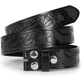 IZUS Classic Retro Belt Strap for Men Women without Buckle 1.5" Wide Western Embossed PU-Leather Belt for Jeans