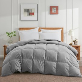 Joysoul Queen Size Down Comforter - All Season Ultra Soft Goose Down & Feather Fiber Fill, Luxury Hotel Dark Gray Duvet Insert with Corner Tabs (88" X 88")