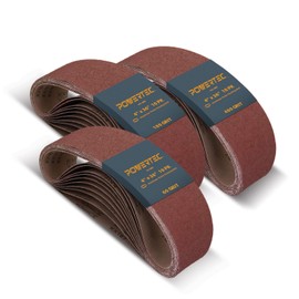 POWERTEC 4x36 Sanding Belts & 6 Inch PSA Sanding Discs Set, 25PK, Aluminum Oxide 3 Each of 40/80/120/150/240 Sanding Belt + 6 Inch 80 Grits Adhesive Sandpaper for Benchtop Belt & Disc Sander (110292)