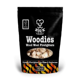 Big K Woodies Firelighters, Bag of 24 Natural Wood Wool BBQ Firelighters